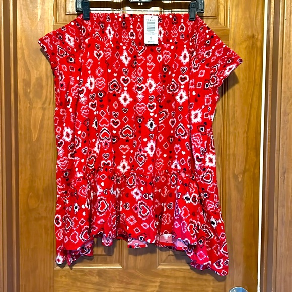 Torrid Red heart challis smocked ruffle mini skirt ❤️ size 6 6x NWT - Picture 3 of 5